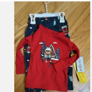 Toddler Pajamas Christmas Holiday Beaver Trees 12 Months BRAND NEW